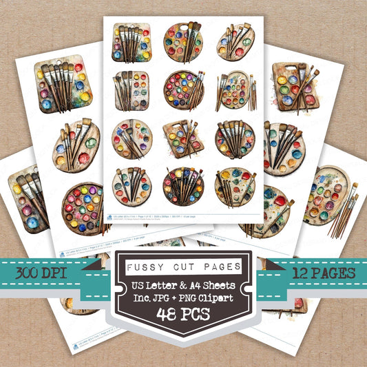 DDD010421_FC Messy Painters Palette Fussy Cut Sheets