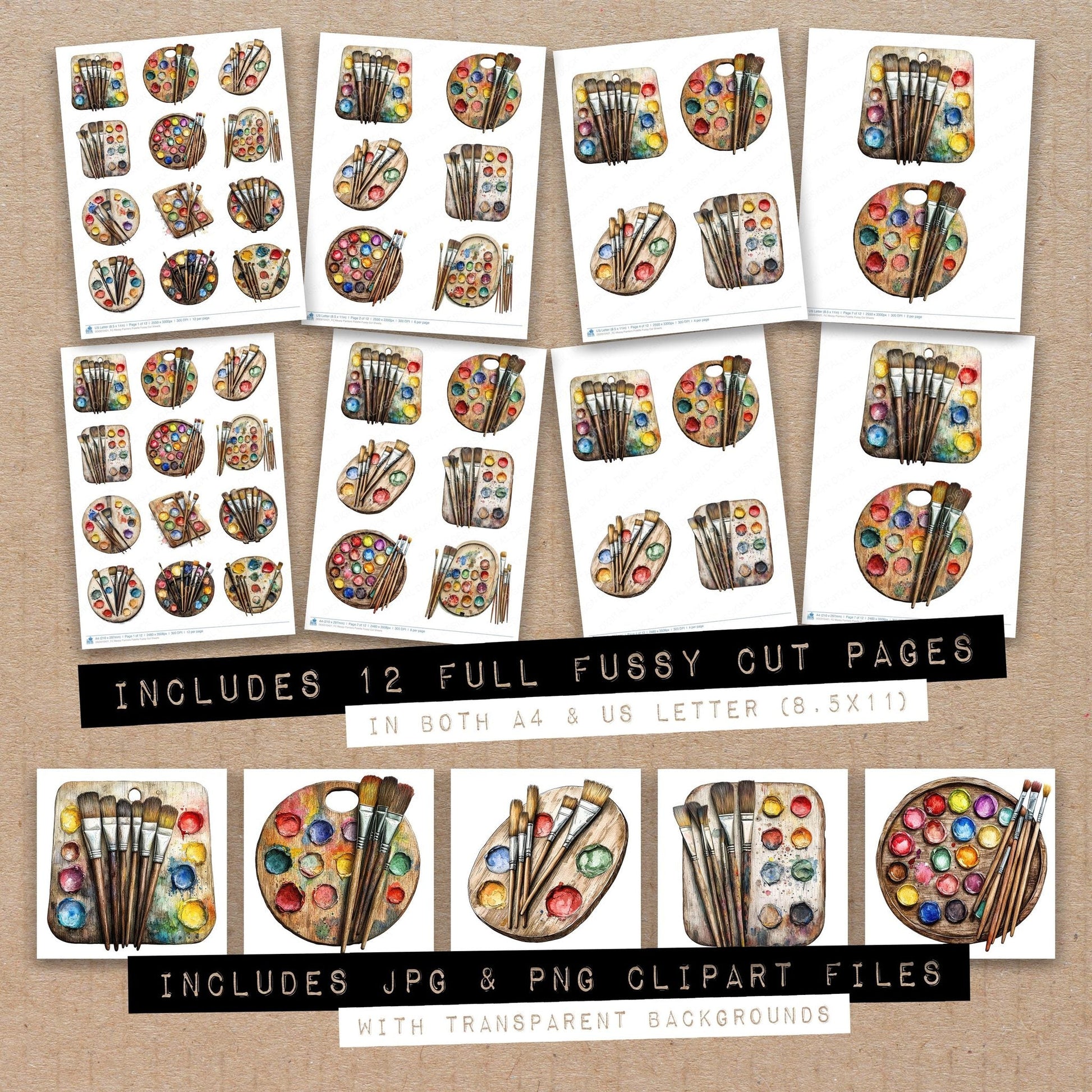 DDD010421_FC Messy Painters Palette Fussy Cut Sheets
