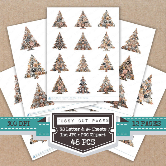 DDD010422_FC Metal Gear Christmas Tree Fussy Cut Sheets