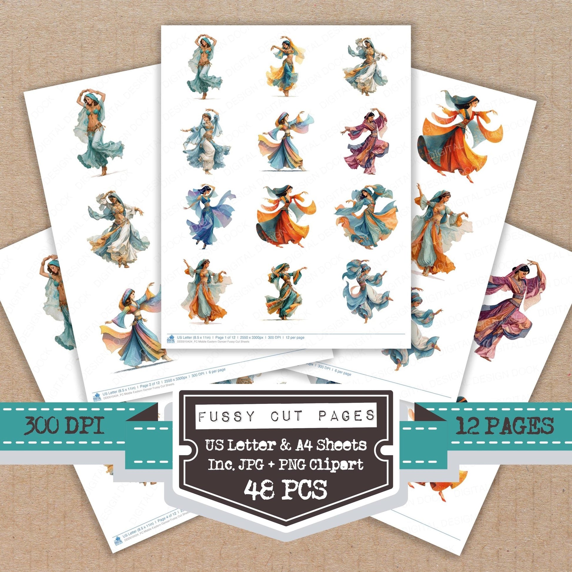 DDD010424_FC Middle Eastern Dancer Fussy Cut Sheets