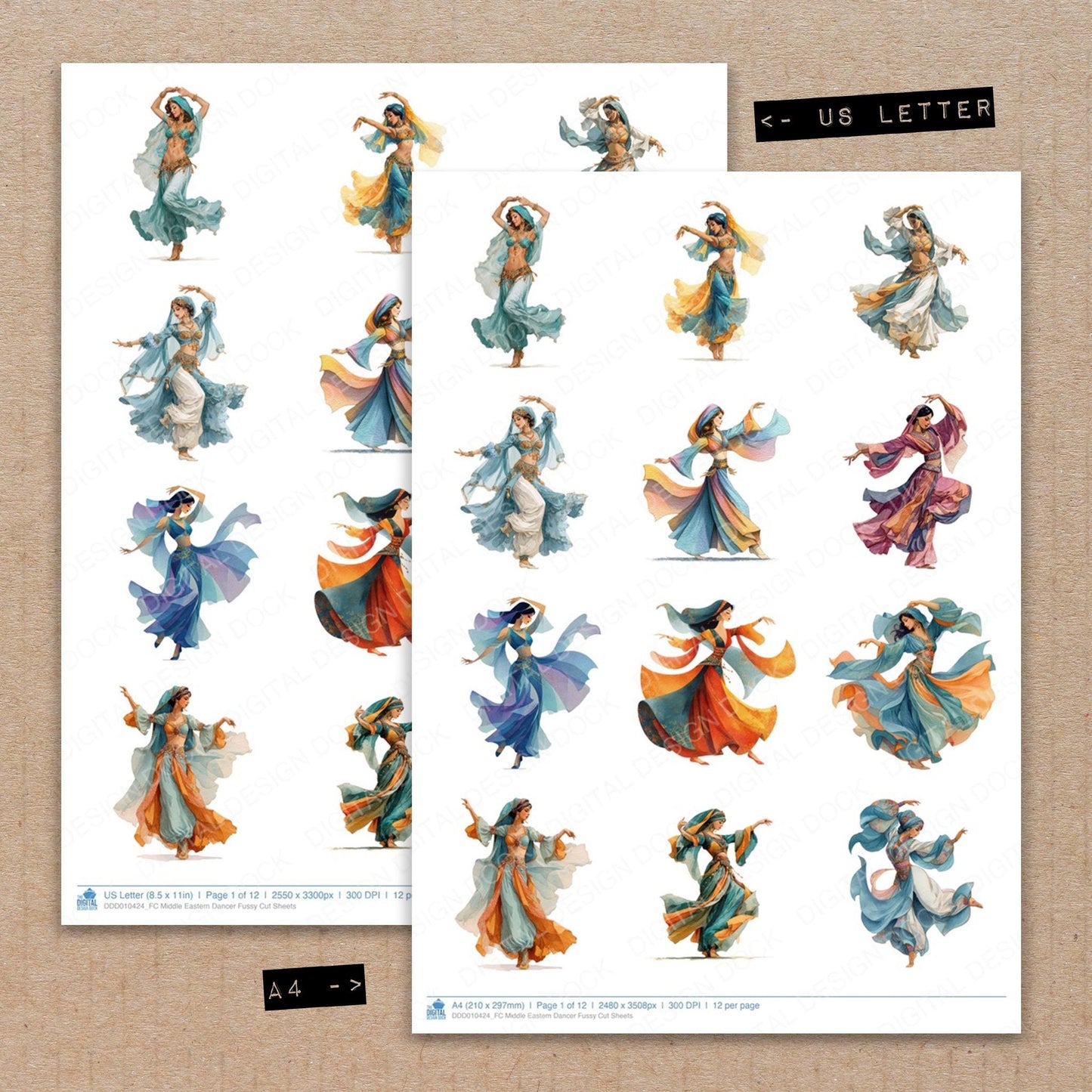 DDD010424_FC Middle Eastern Dancer Fussy Cut Sheets