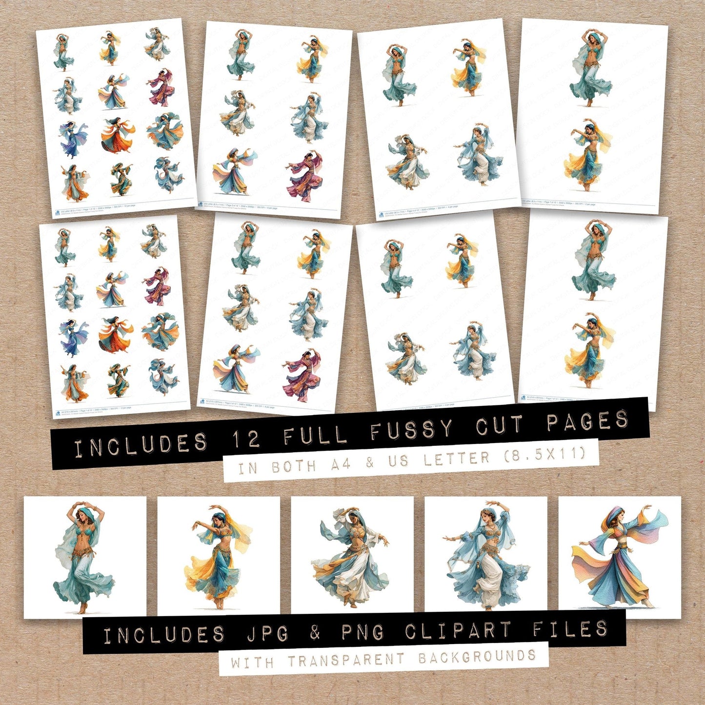 DDD010424_FC Middle Eastern Dancer Fussy Cut Sheets