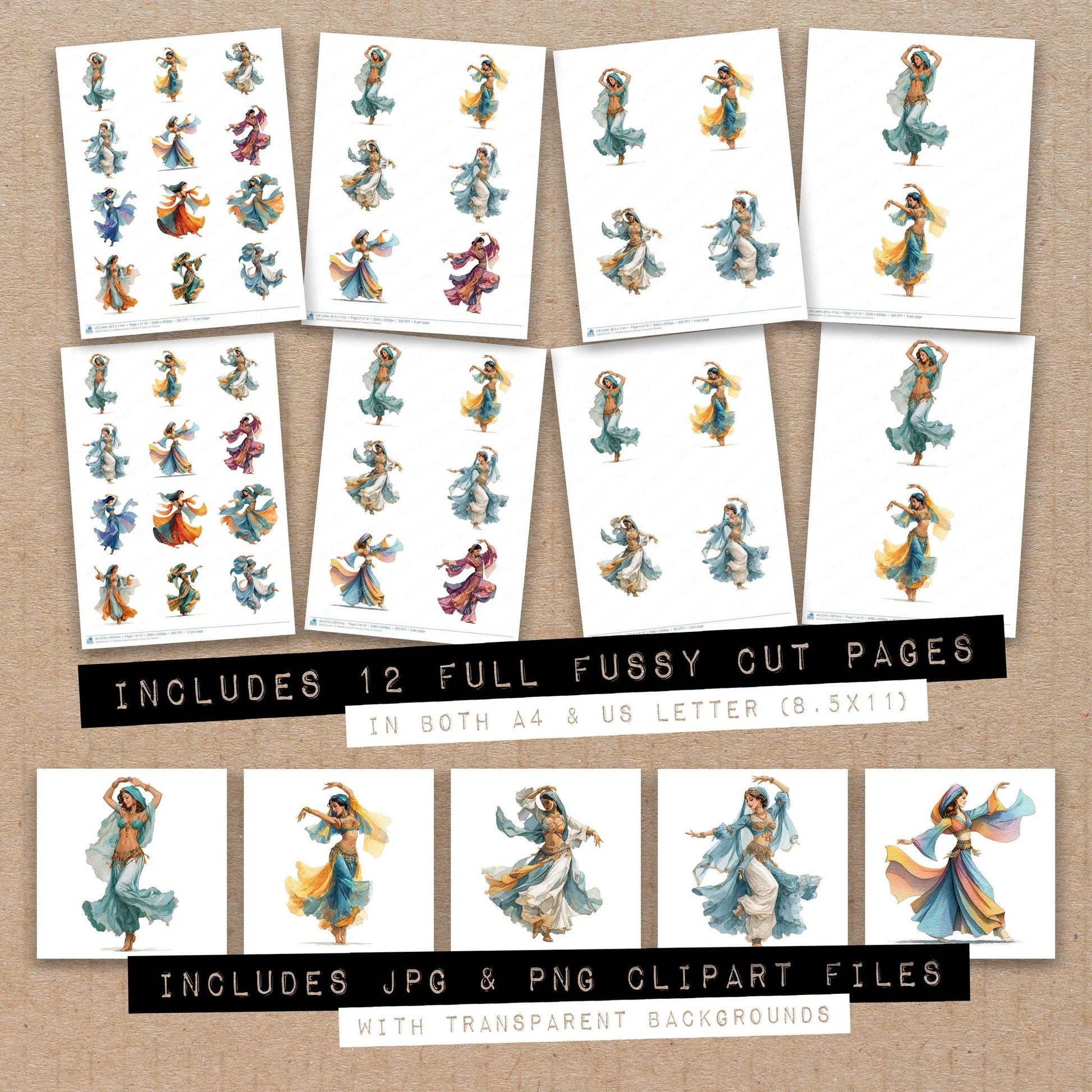 DDD010424_FC Middle Eastern Dancer Fussy Cut Sheets