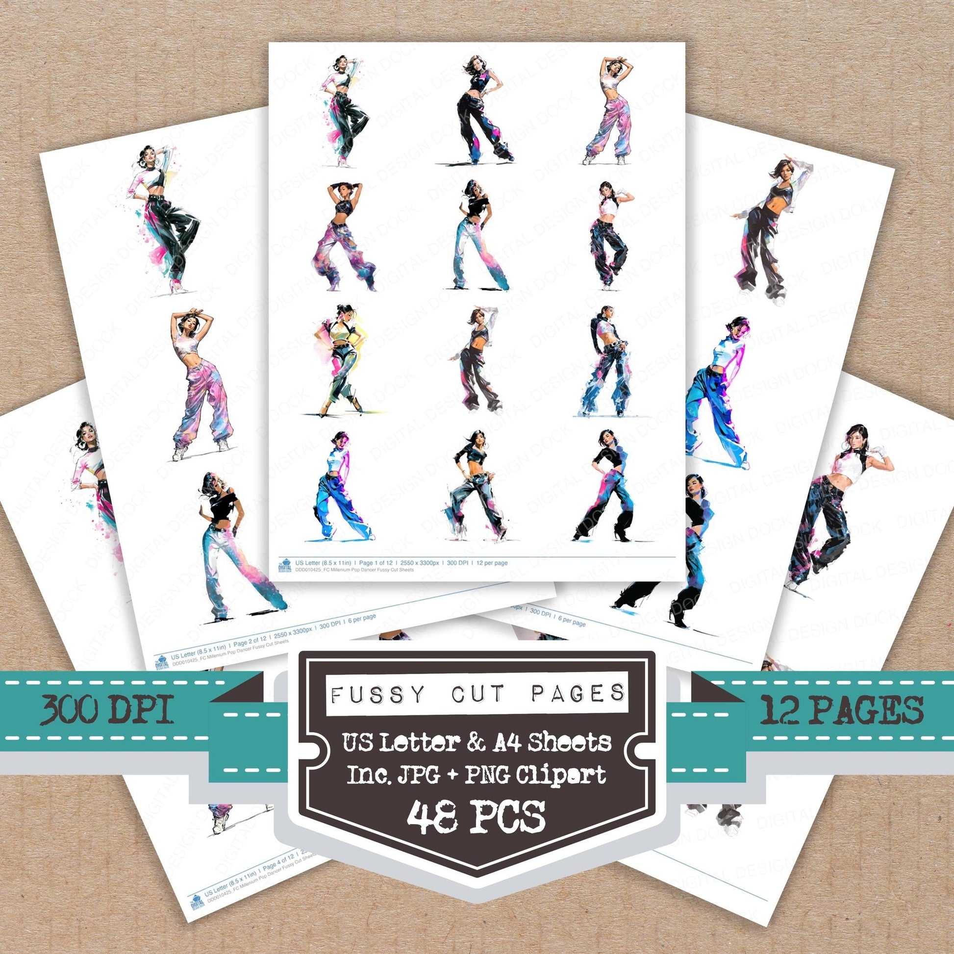 DDD010425_FC Millenium Pop Dancer Fussy Cut Sheets