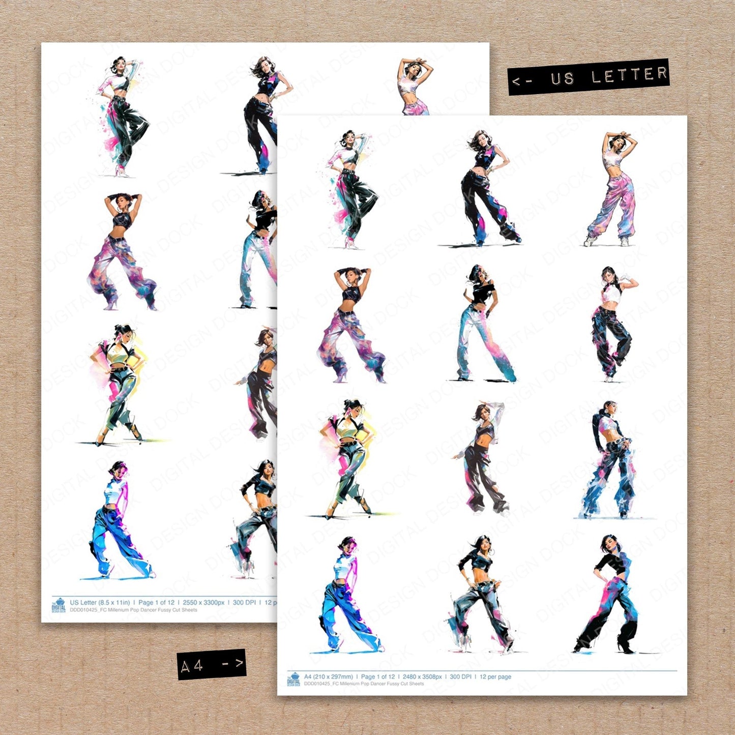 DDD010425_FC Millenium Pop Dancer Fussy Cut Sheets