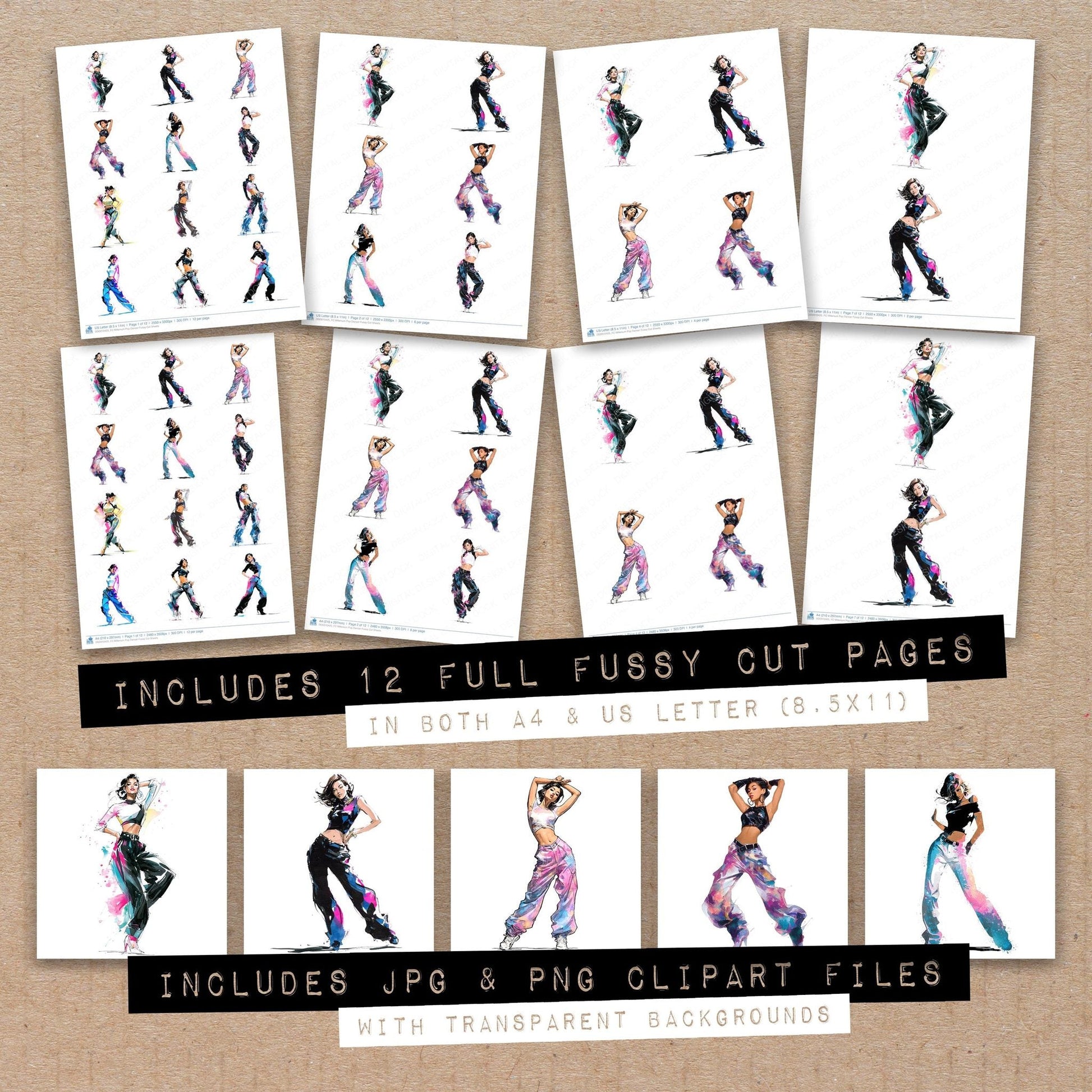 DDD010425_FC Millenium Pop Dancer Fussy Cut Sheets