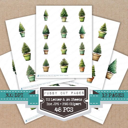 DDD010426_FC Mini Christmas Tree Pot Fussy Cut Sheets