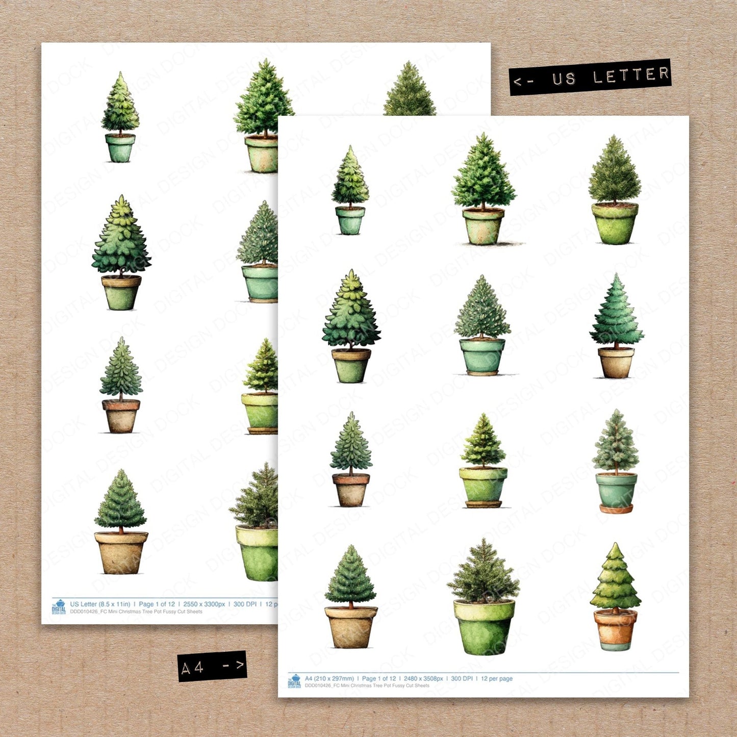 DDD010426_FC Mini Christmas Tree Pot Fussy Cut Sheets
