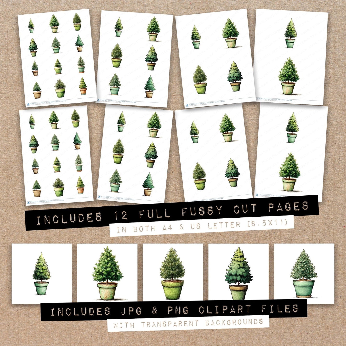 DDD010426_FC Mini Christmas Tree Pot Fussy Cut Sheets