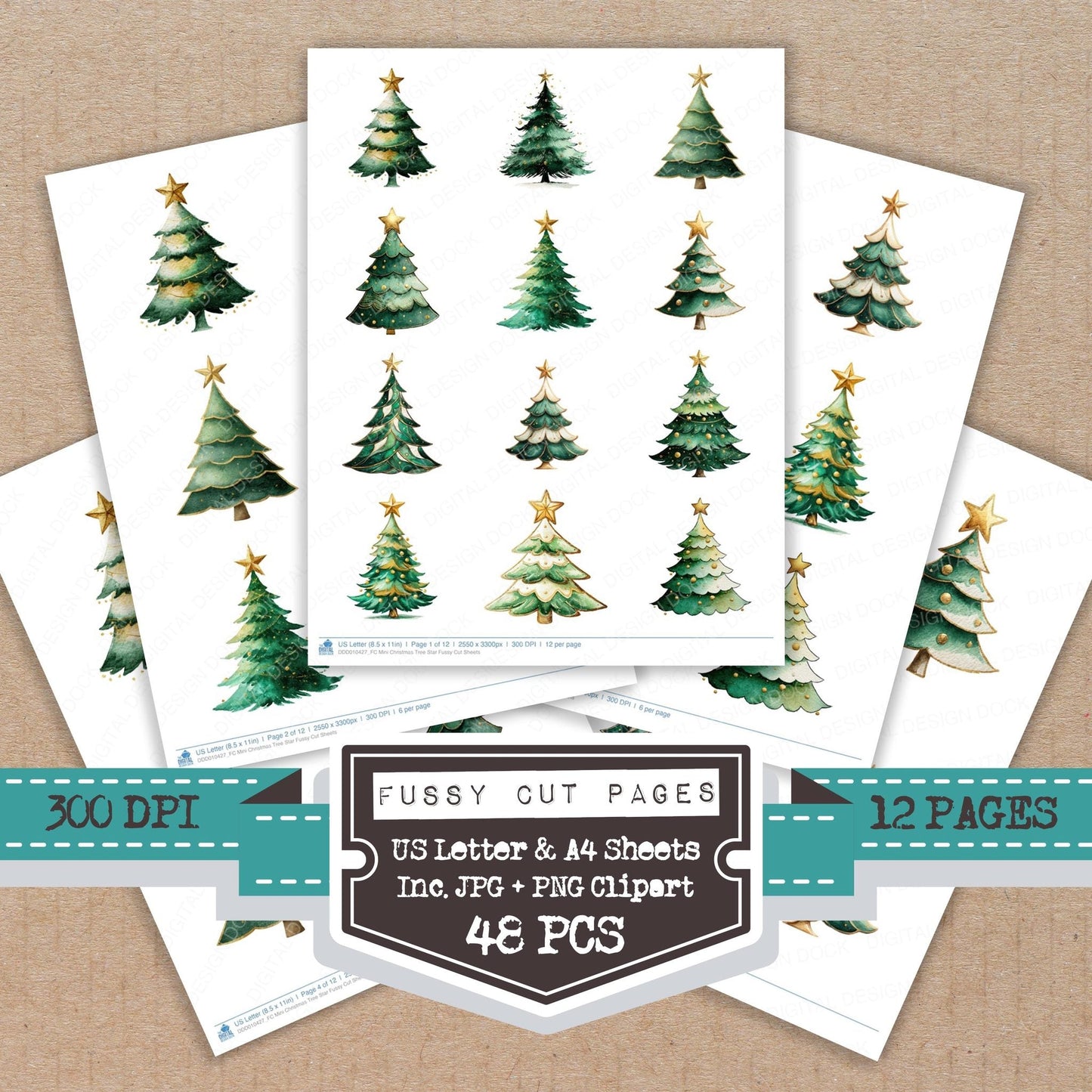 DDD010427_FC Mini Christmas Tree Star Fussy Cut Sheets