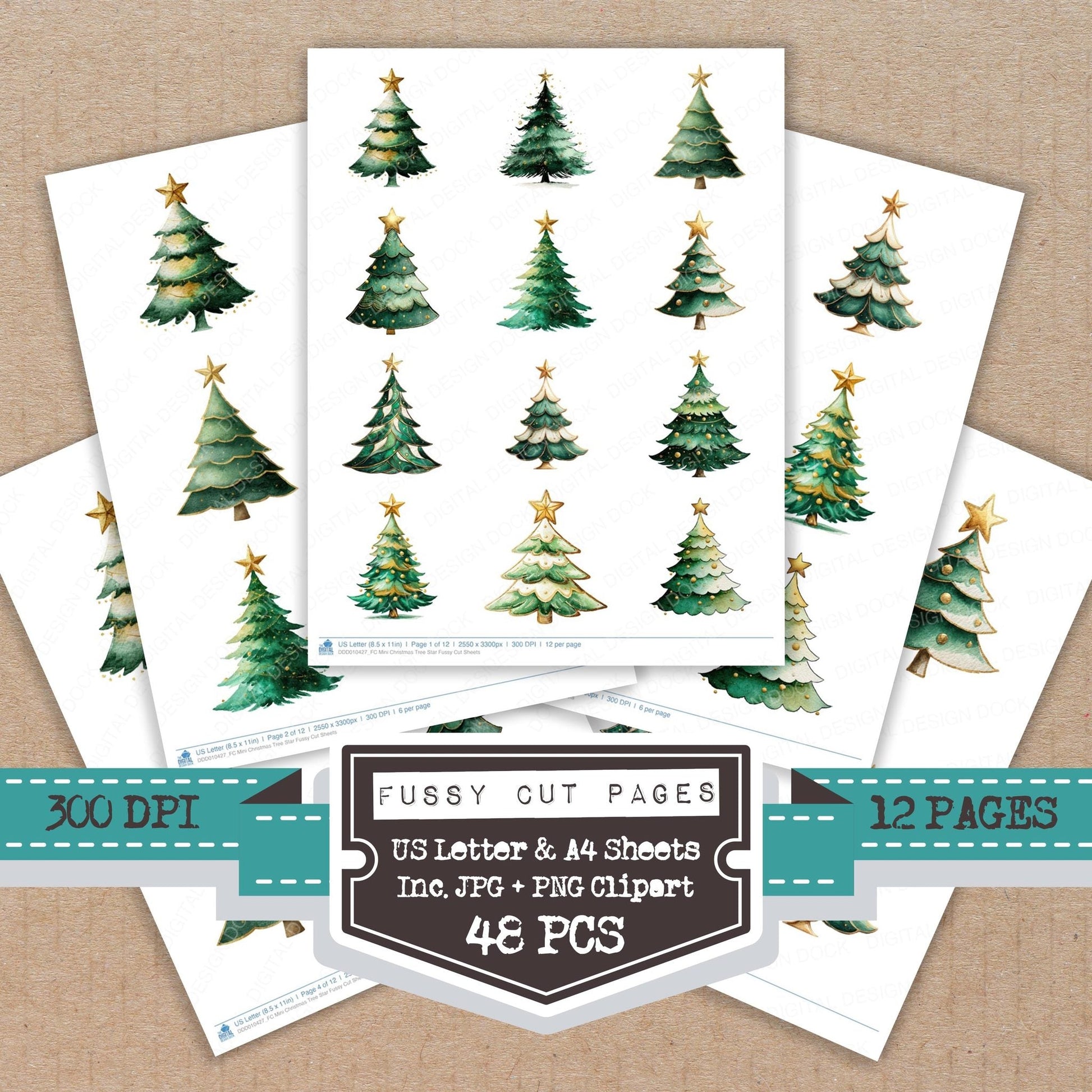 DDD010427_FC Mini Christmas Tree Star Fussy Cut Sheets