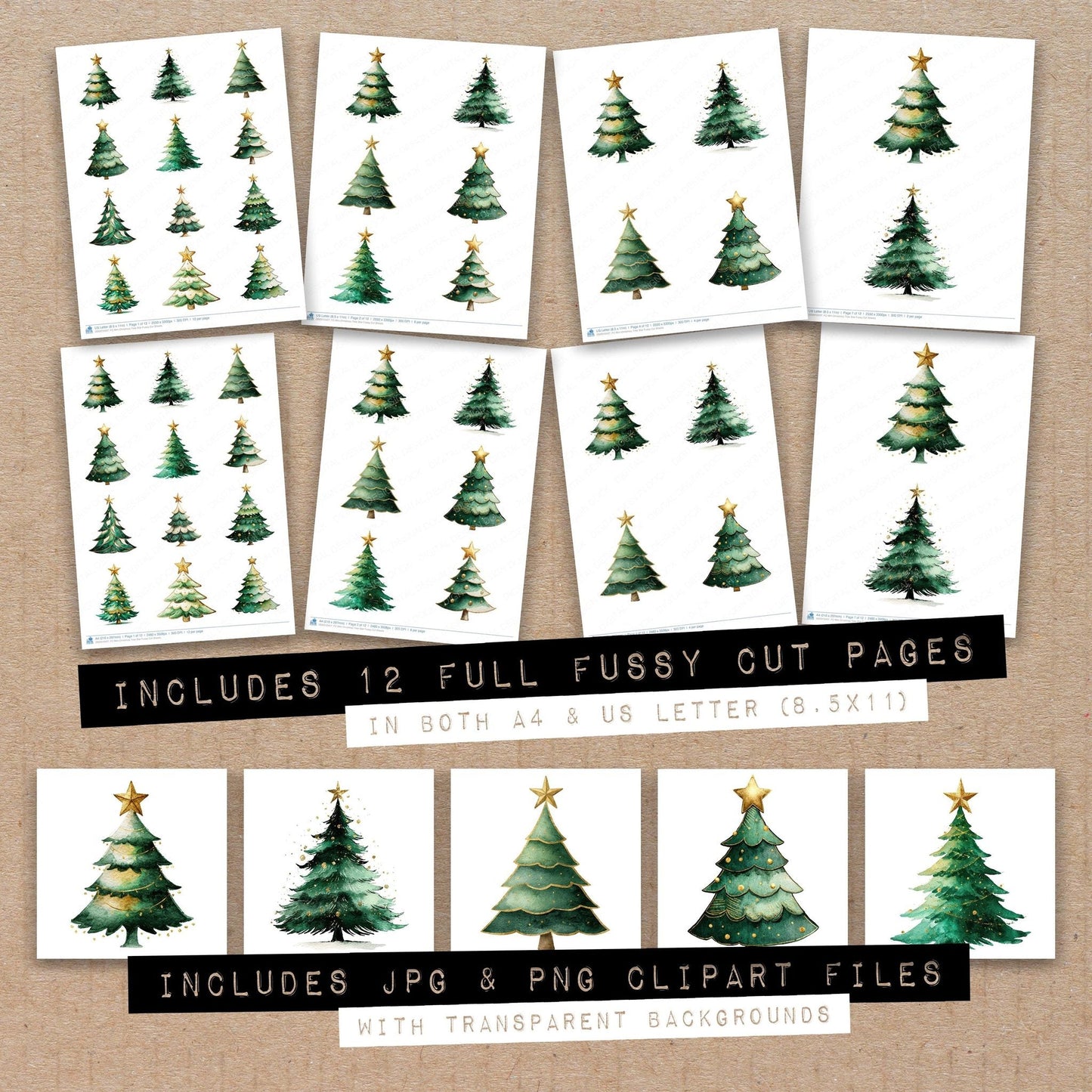 DDD010427_FC Mini Christmas Tree Star Fussy Cut Sheets
