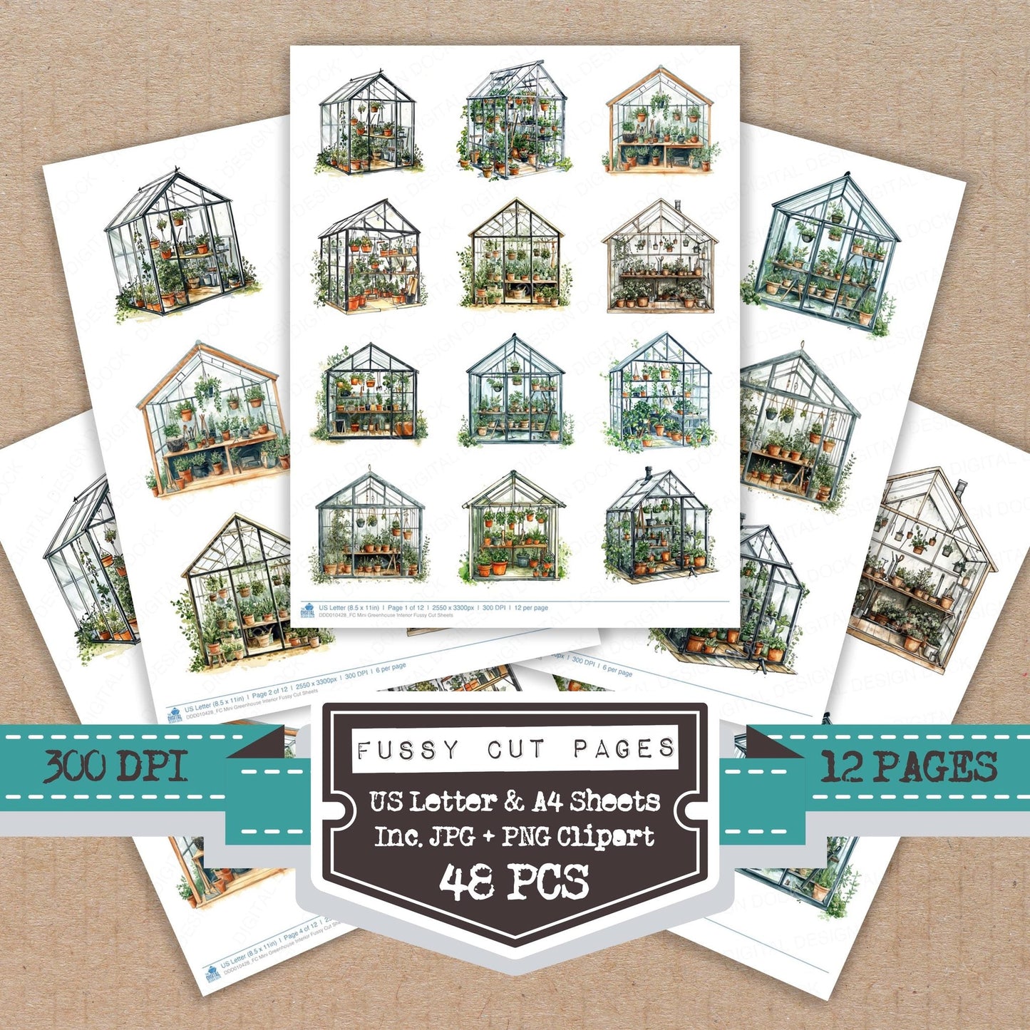 DDD010428_FC Mini Greenhouse Interior Fussy Cut Sheets