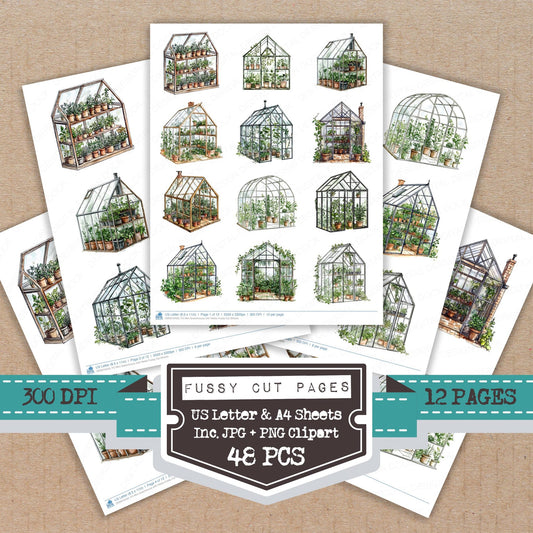 Mini Greenhouse with Herbs Fussy Cut Sheets (DDD010429)
