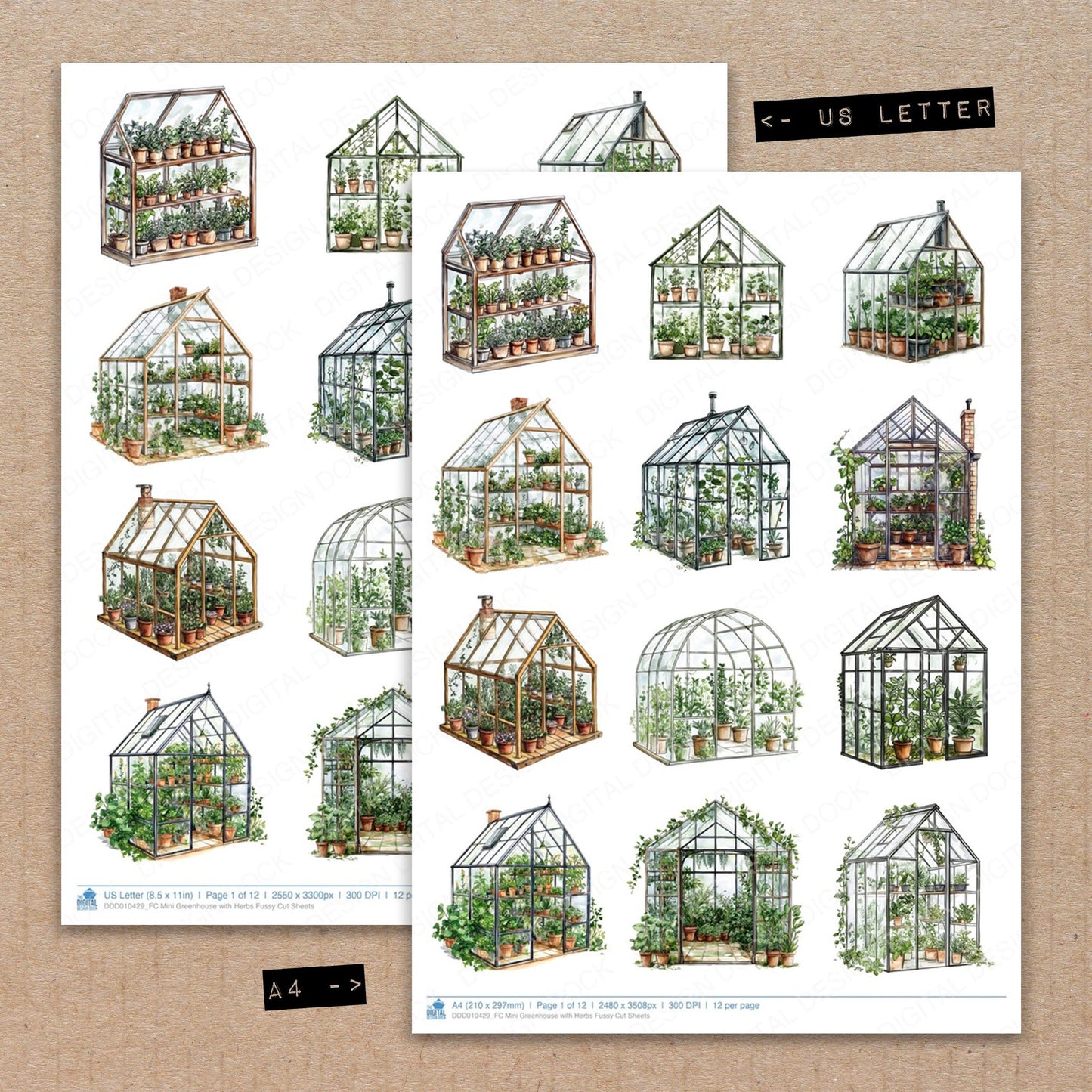 Mini Greenhouse with Herbs Fussy Cut Sheets (DDD010429)
