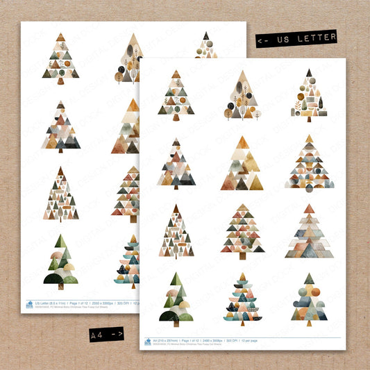 Minimal Boho Christmas Tree Fussy Cut Sheets (DDD010432)
