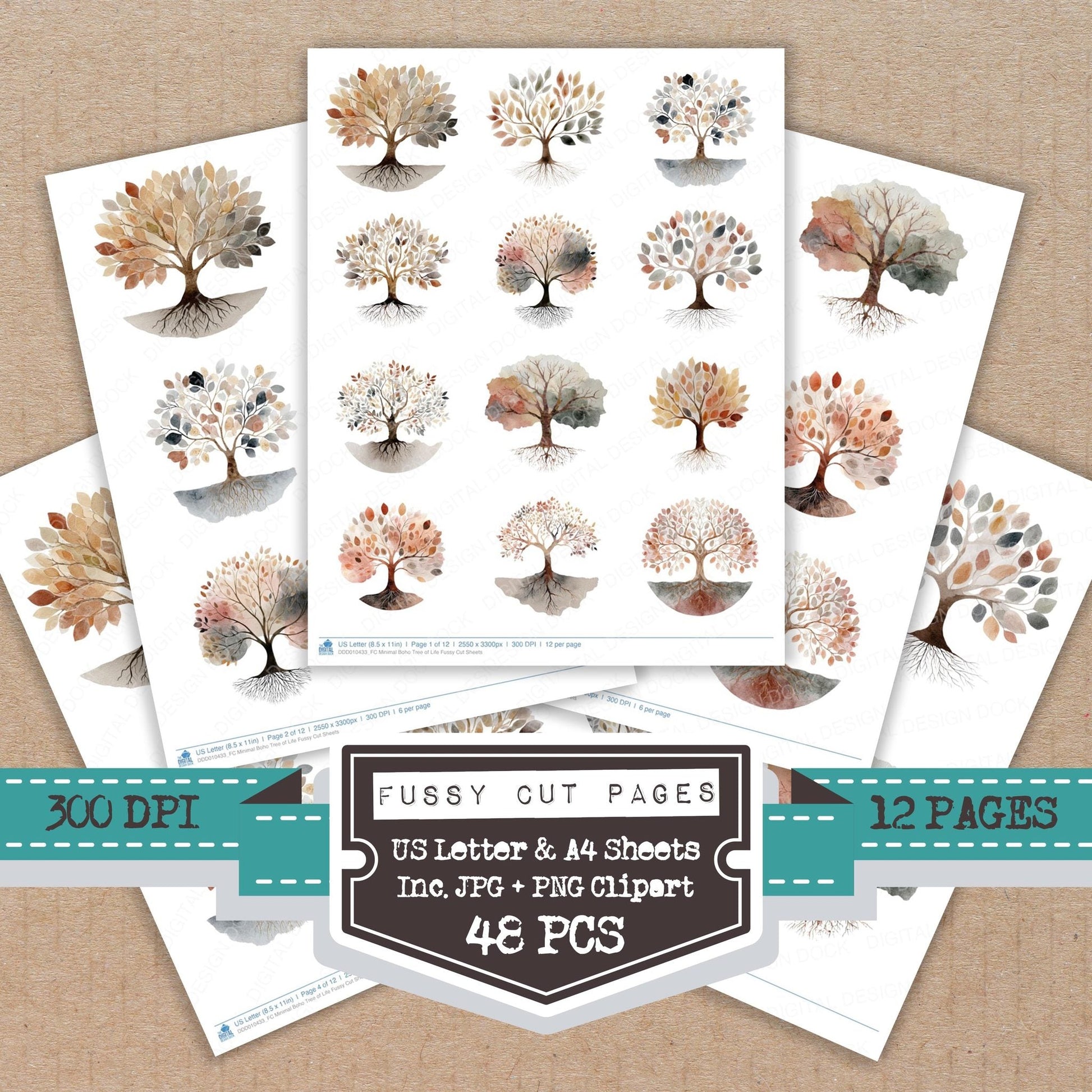 DDD010433_FC Minimal Boho Tree of Life Fussy Cut Sheets