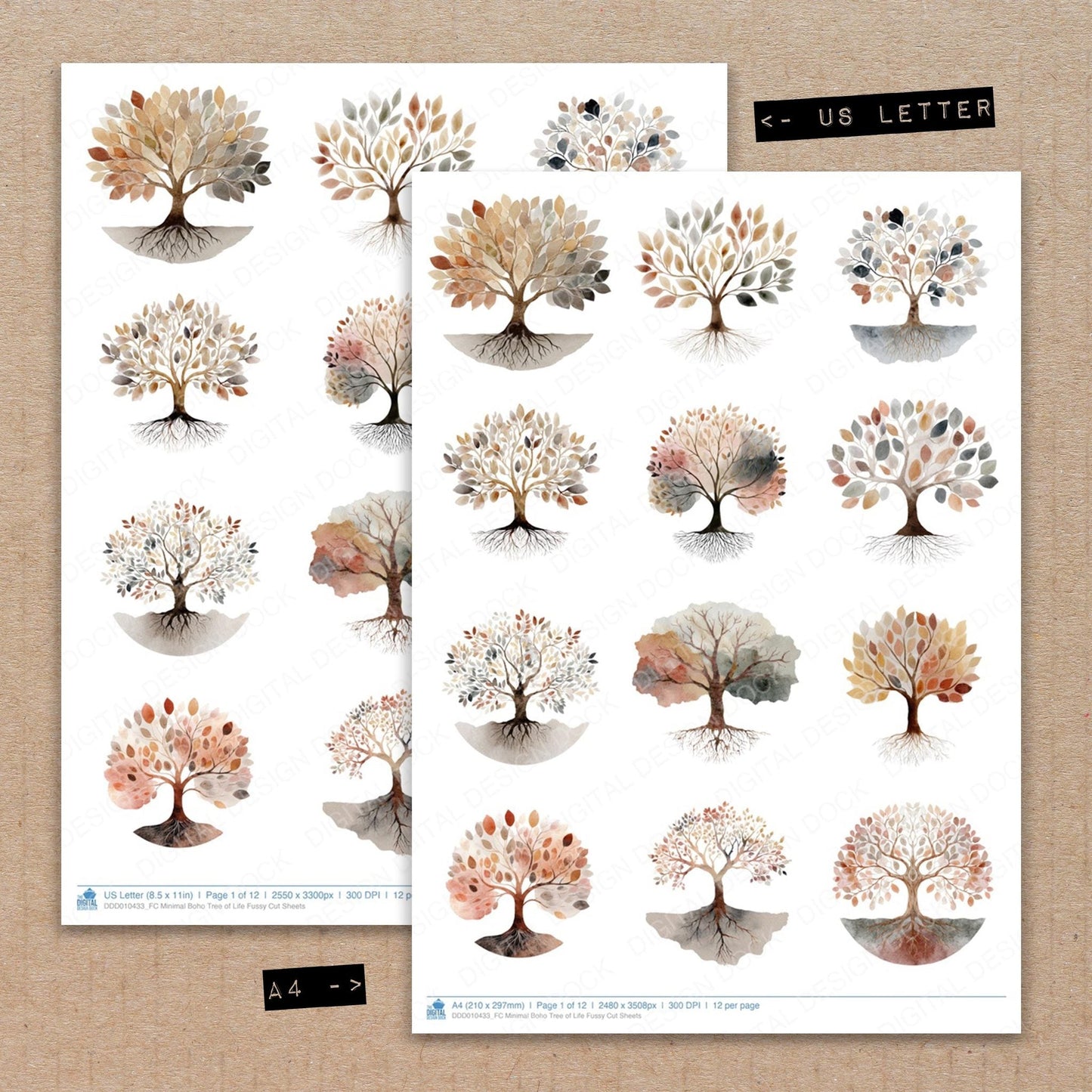 DDD010433_FC Minimal Boho Tree of Life Fussy Cut Sheets