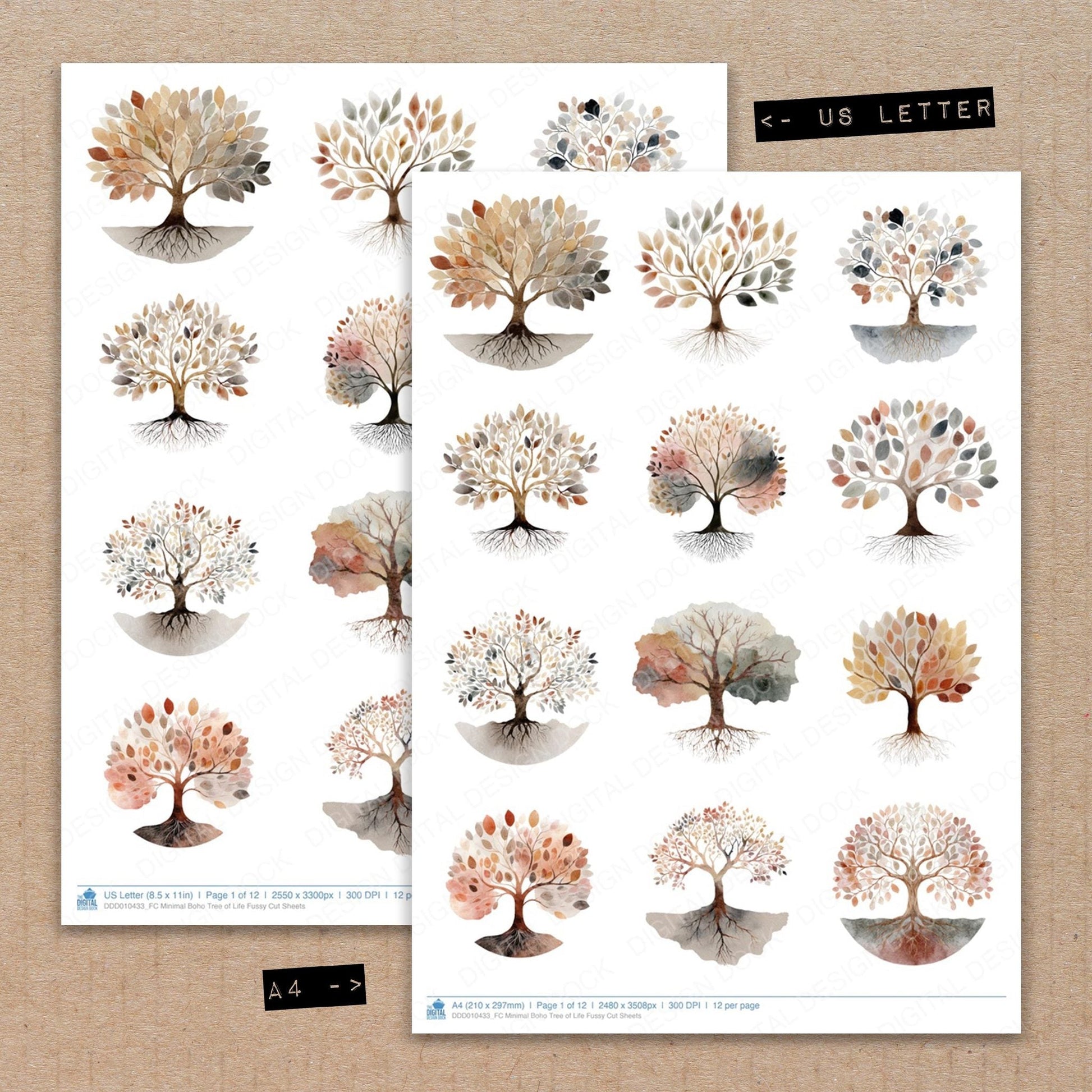 DDD010433_FC Minimal Boho Tree of Life Fussy Cut Sheets
