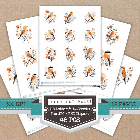 DDD010435_FC Minimal Floral Bird Fussy Cut Sheets
