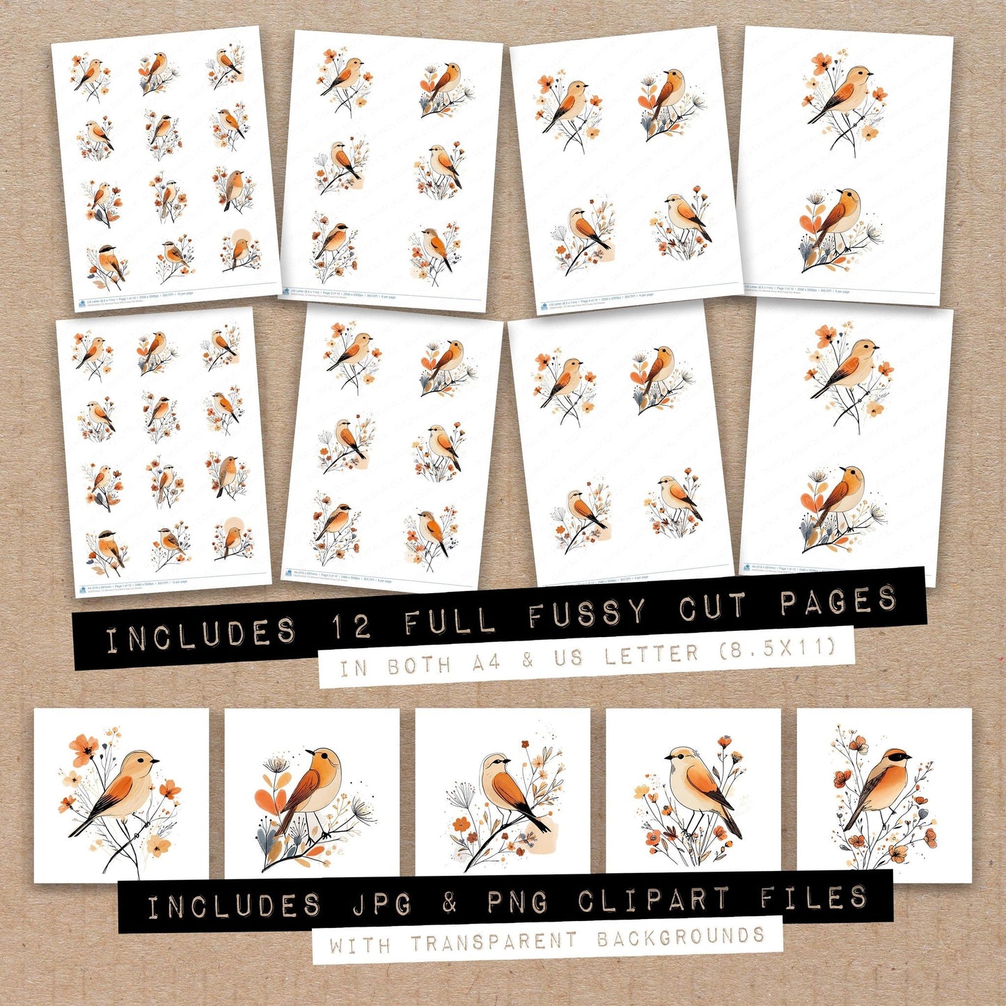 DDD010435_FC Minimal Floral Bird Fussy Cut Sheets