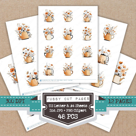 DDD010439_FC Minimal Floral Teapot Fussy Cut Sheets