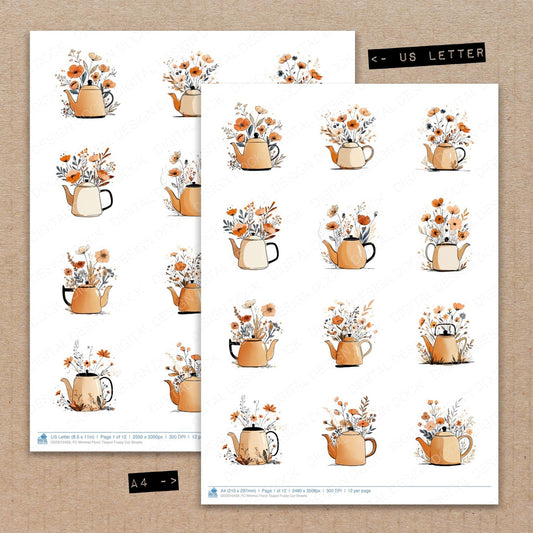DDD010439_FC Minimal Floral Teapot Fussy Cut Sheets