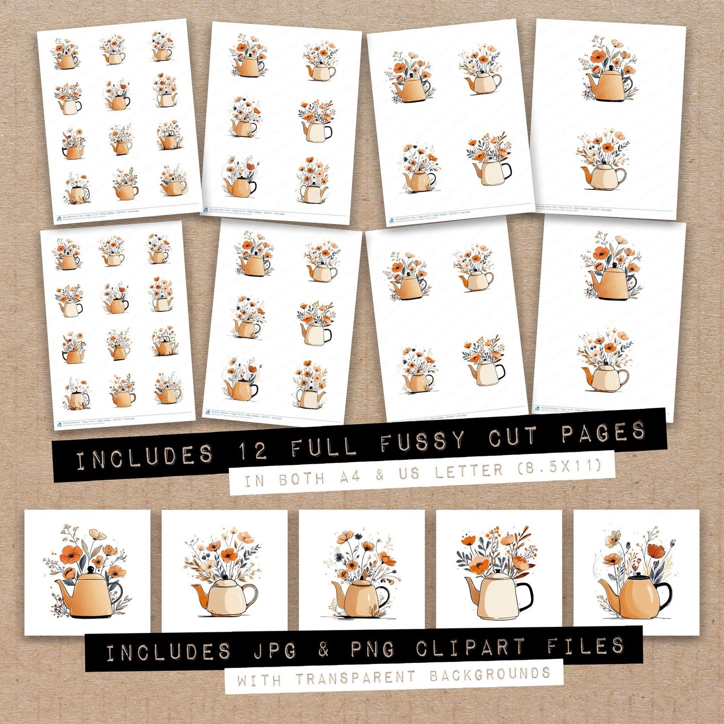 DDD010439_FC Minimal Floral Teapot Fussy Cut Sheets