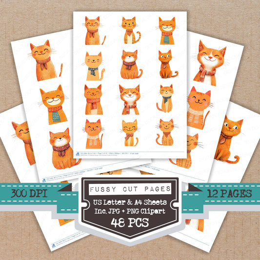 Minimal Ginger Cat Character Fussy Cut Sheets (DDD010440)