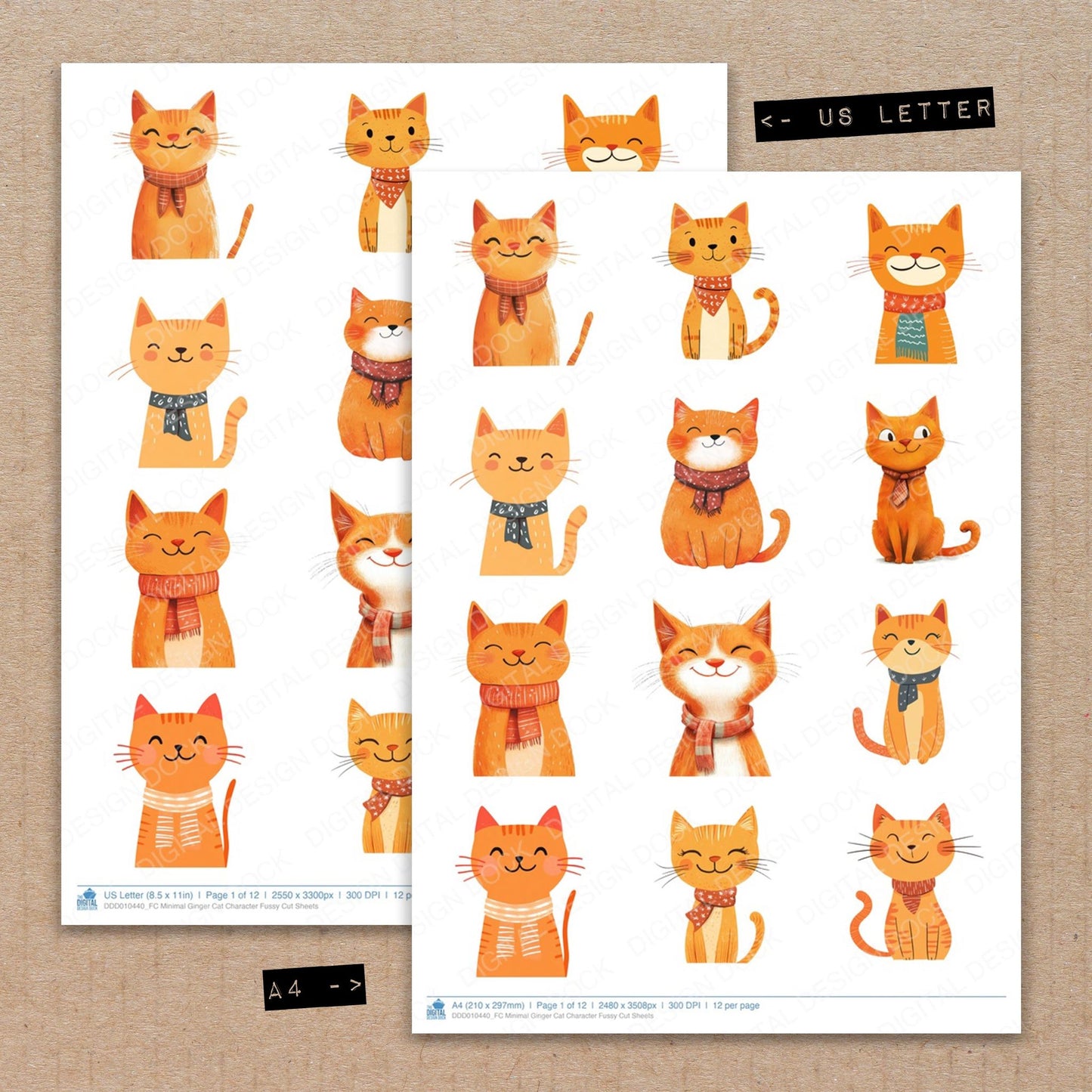 Minimal Ginger Cat Character Fussy Cut Sheets (DDD010440)