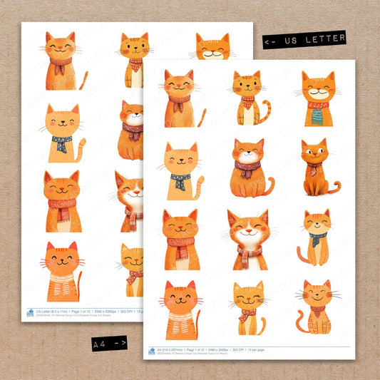 Minimal Ginger Cat Character Fussy Cut Sheets (DDD010440)