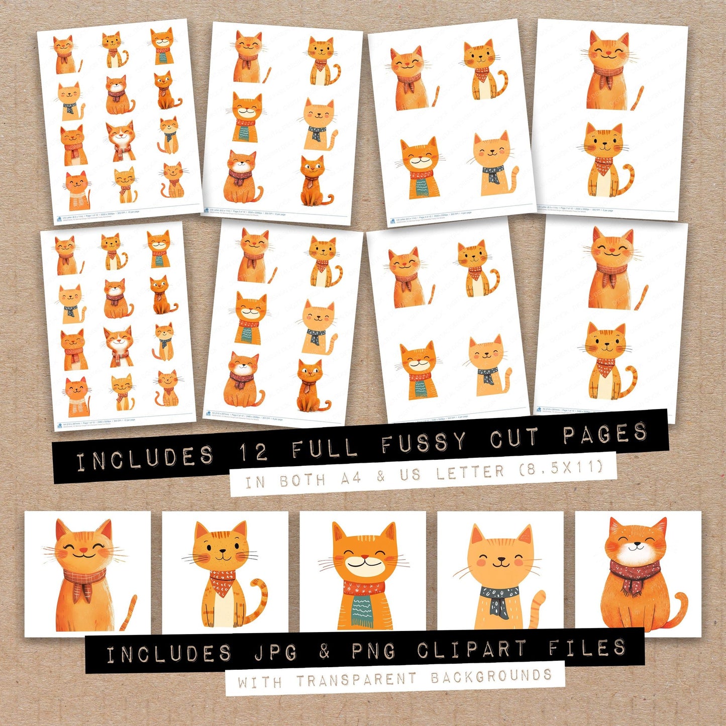 Minimal Ginger Cat Character Fussy Cut Sheets (DDD010440)