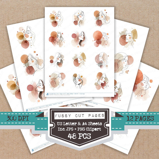 DDD010441_FC Minimal Line Art Woman Fussy Cut Sheets