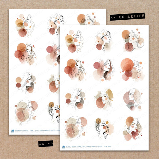 DDD010441_FC Minimal Line Art Woman Fussy Cut Sheets