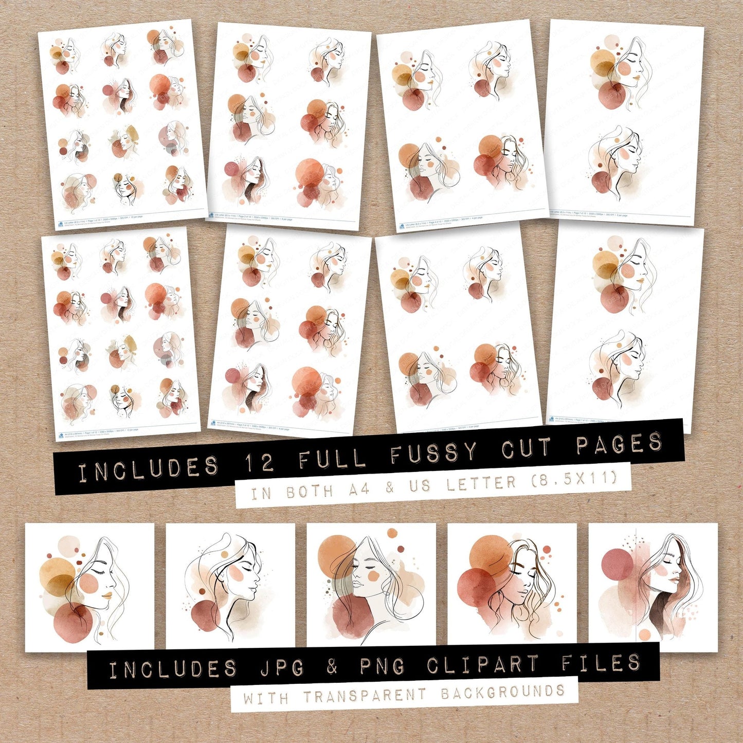 DDD010441_FC Minimal Line Art Woman Fussy Cut Sheets
