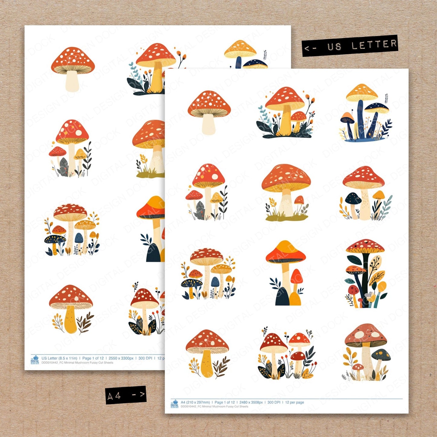 DDD010442_FC Minimal Mushroom Fussy Cut Sheets