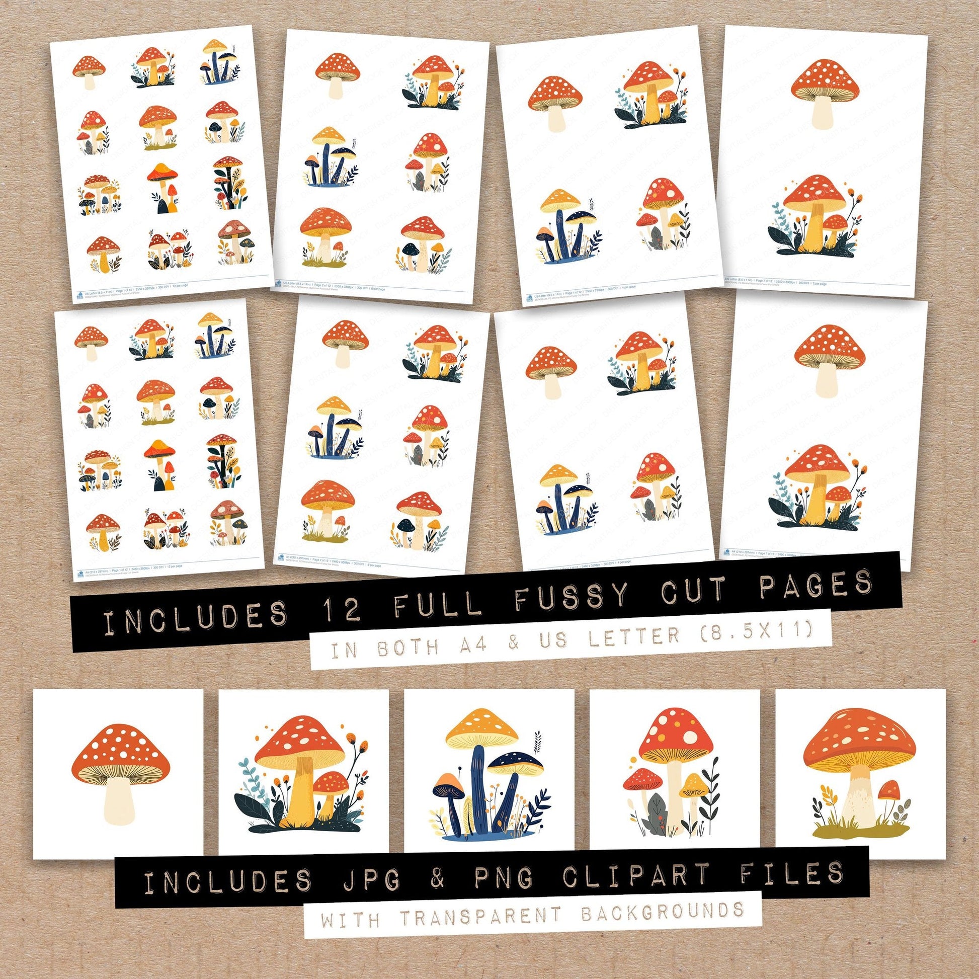 DDD010442_FC Minimal Mushroom Fussy Cut Sheets