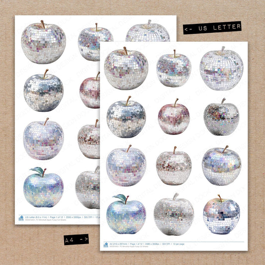 DDD010451_FC Mirrorball Apple Fussy Cut Sheets