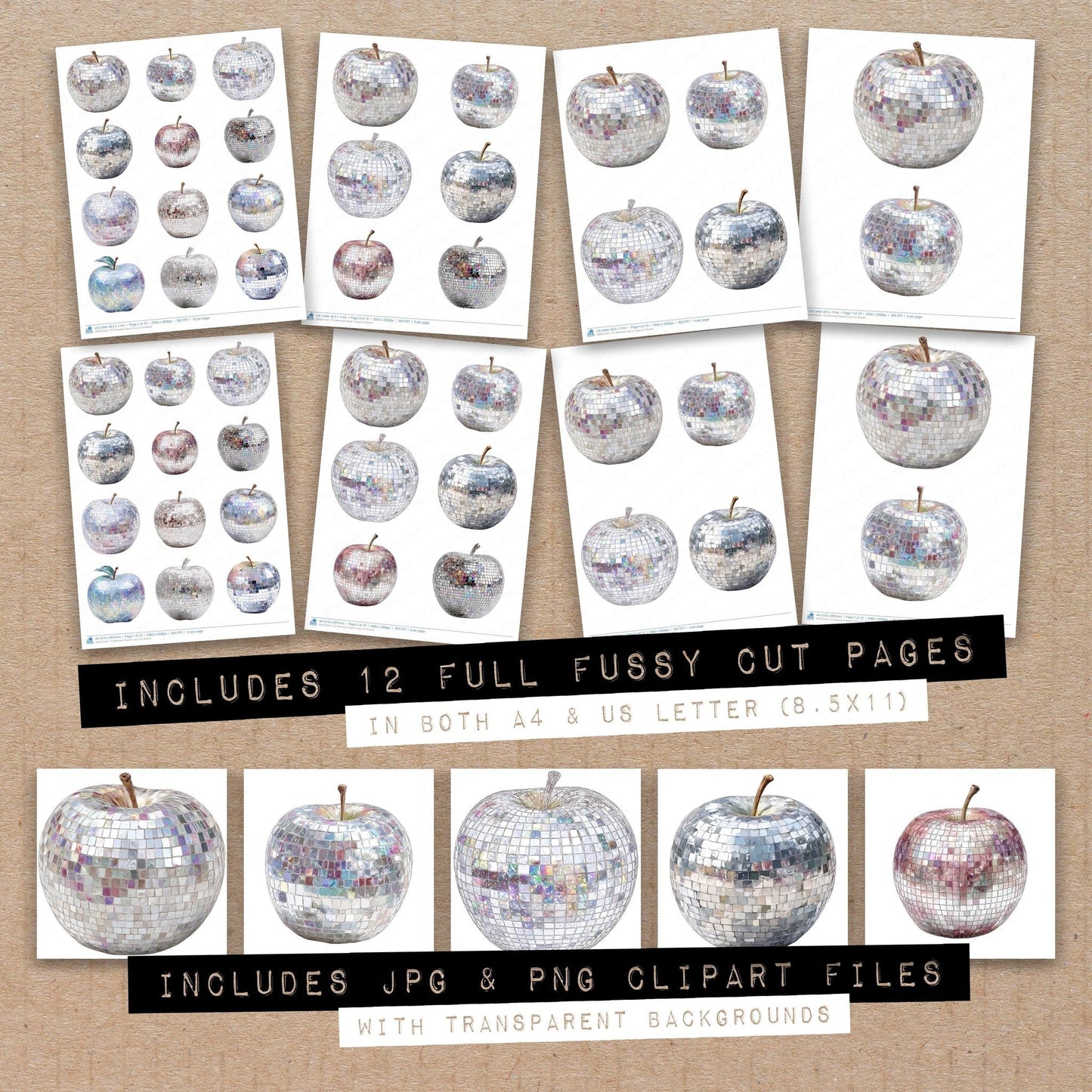 DDD010451_FC Mirrorball Apple Fussy Cut Sheets