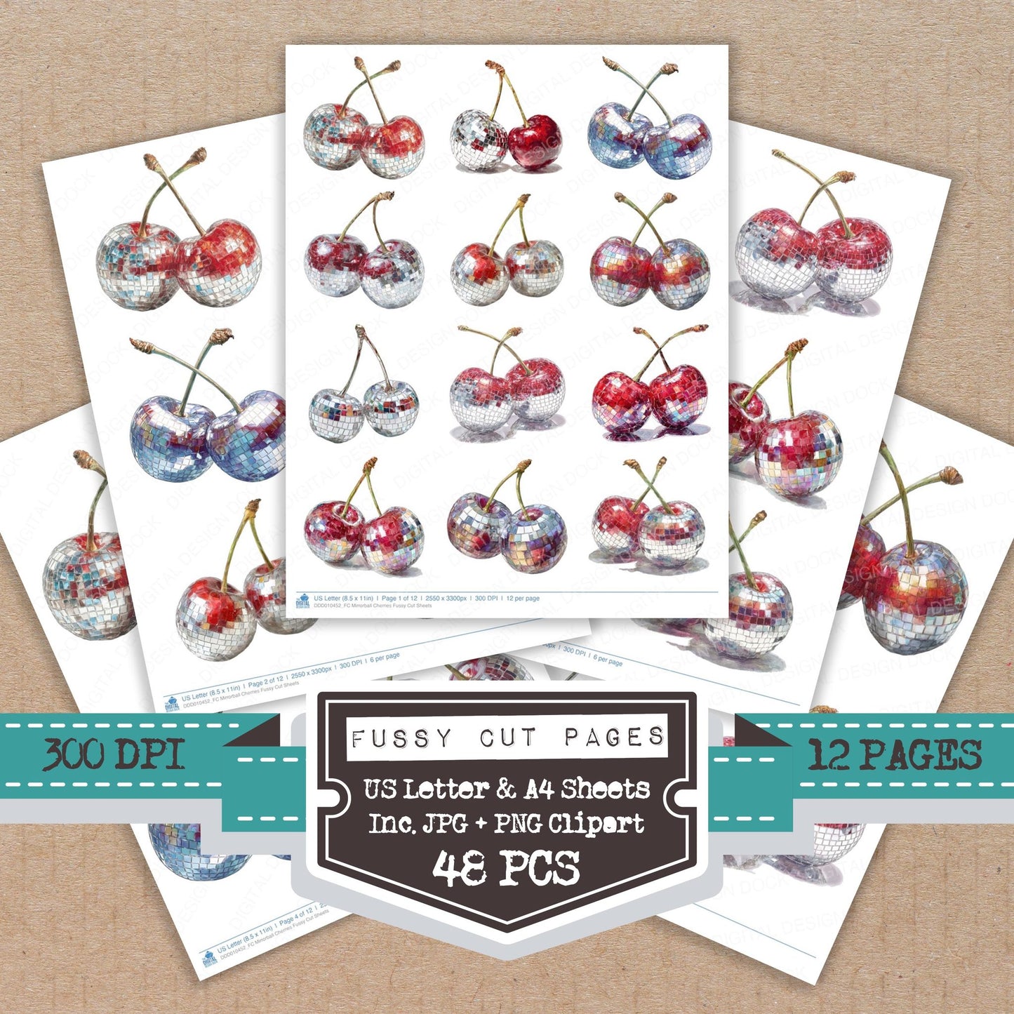 Mirrorball Cherries Fussy Cut Sheets (DDD010452)