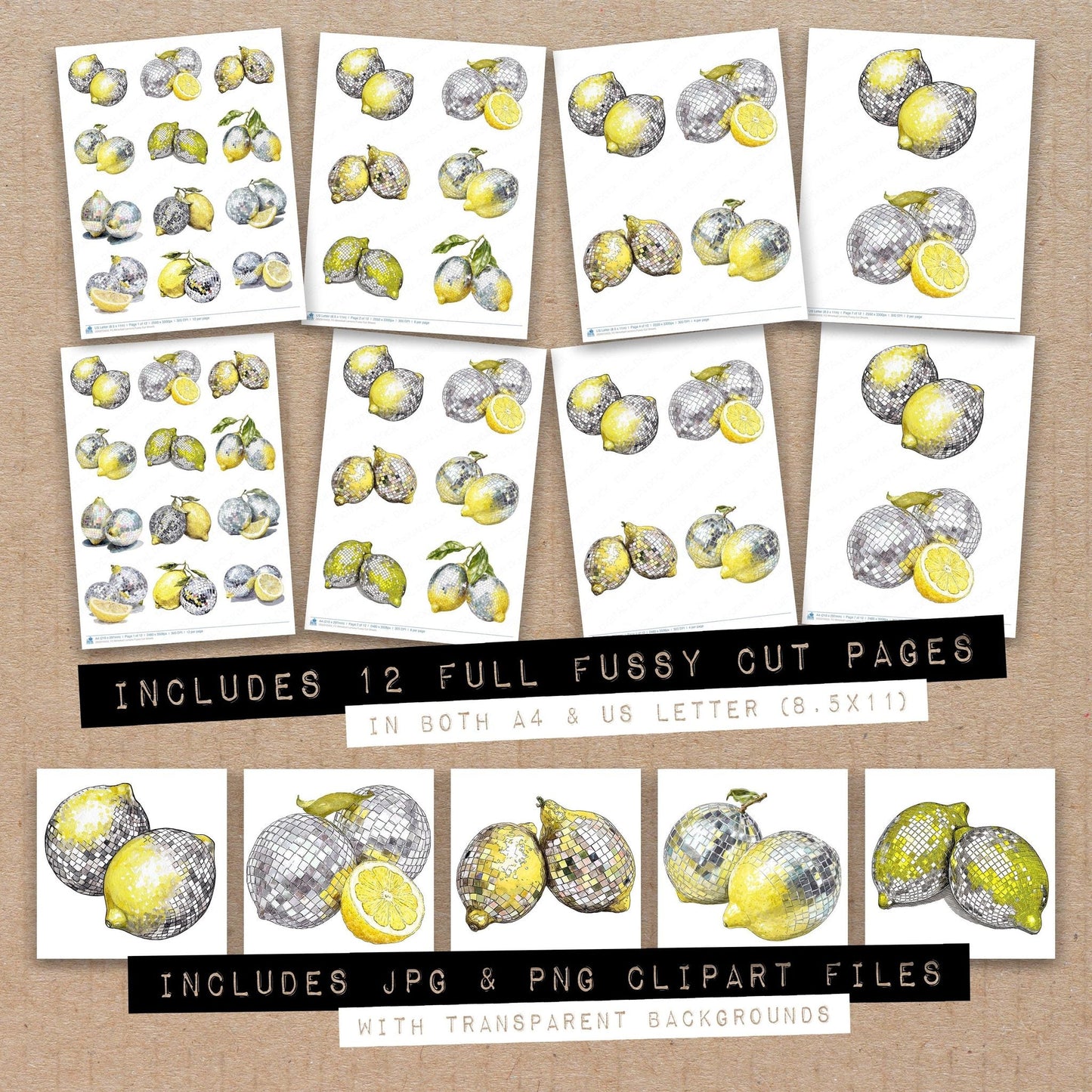 DDD010453_FC Mirrorball Lemons Fussy Cut Sheets