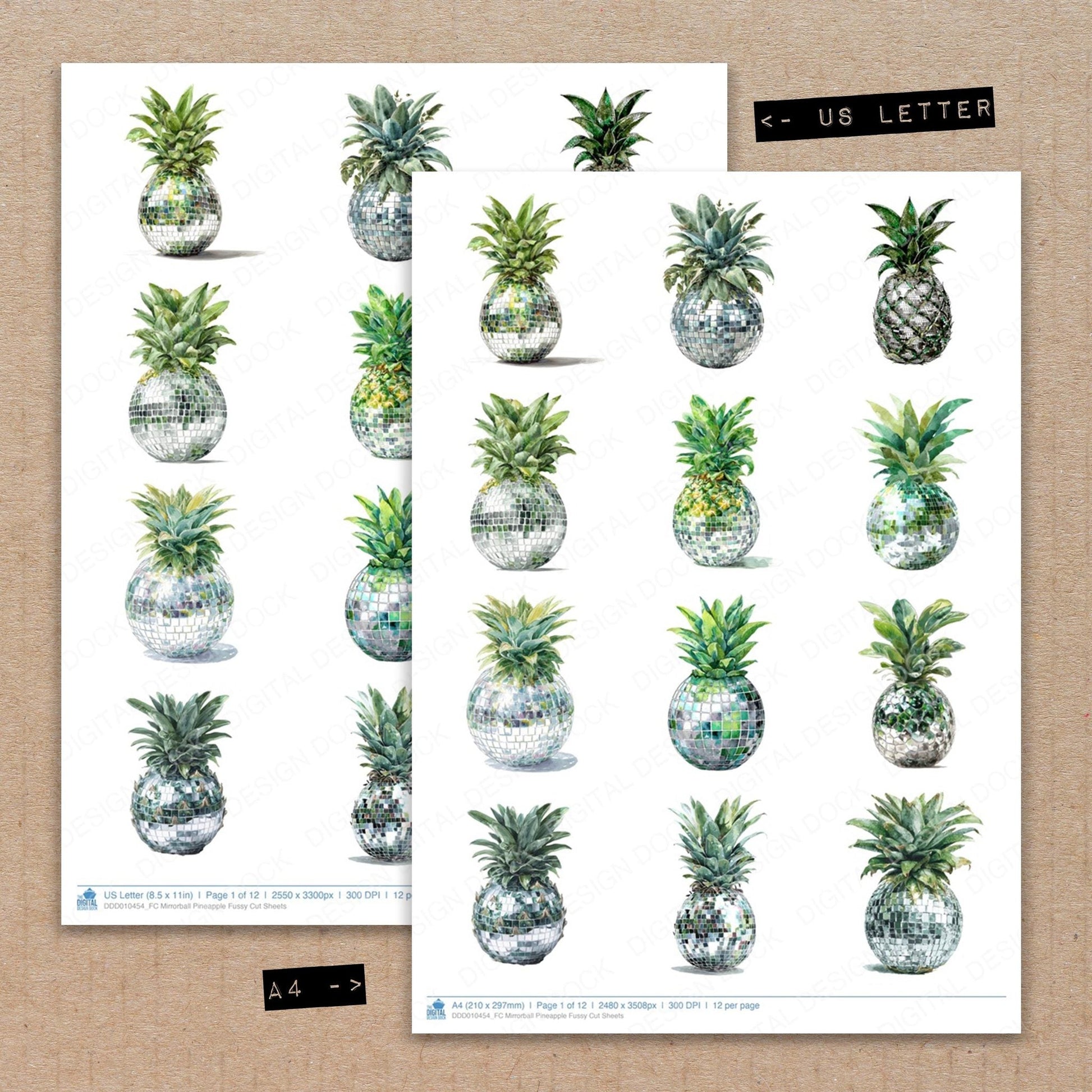 DDD010454_FC Mirrorball Pineapple Fussy Cut Sheets