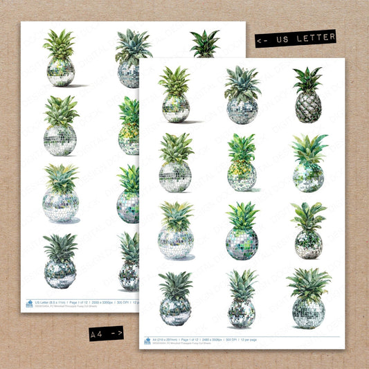 DDD010454_FC Mirrorball Pineapple Fussy Cut Sheets