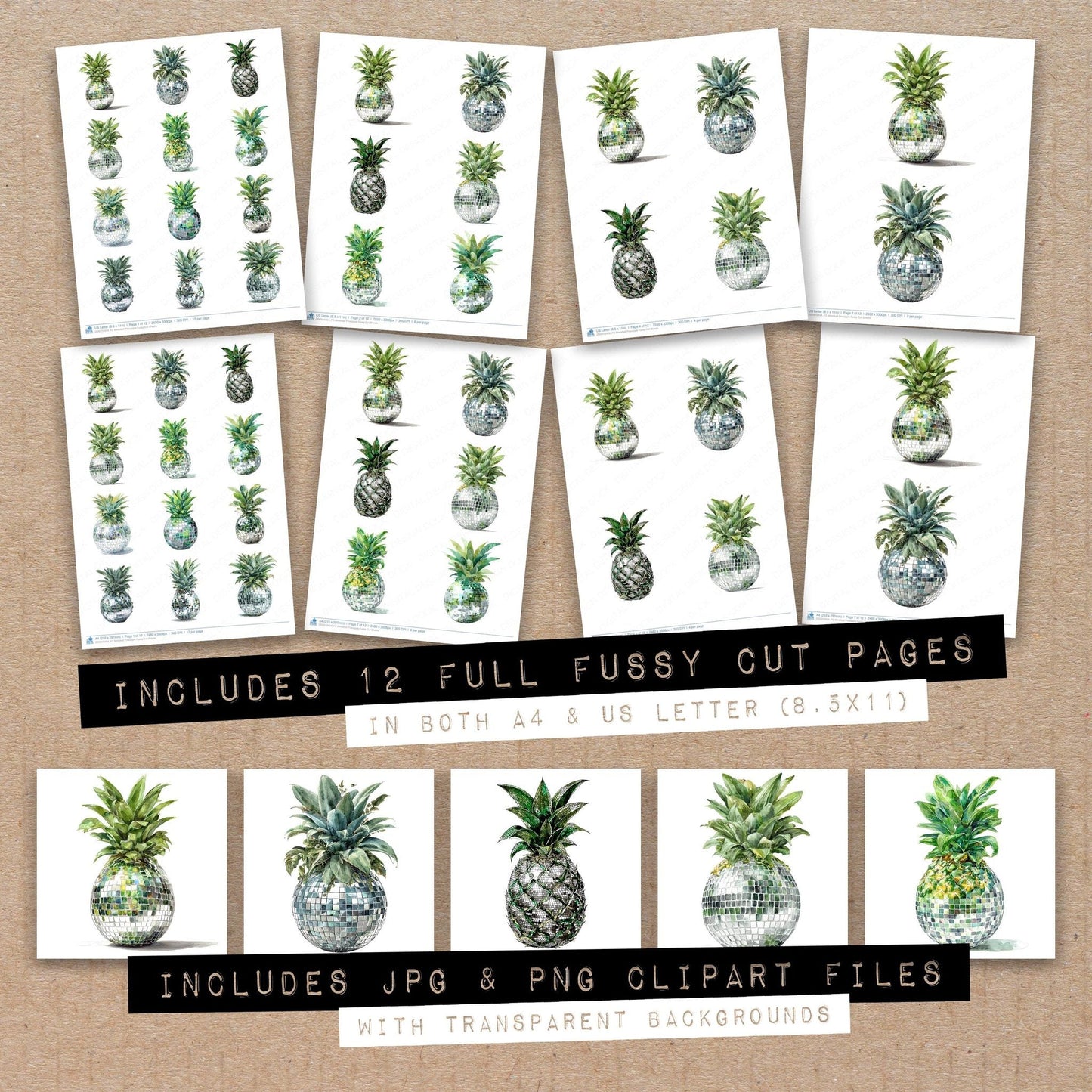 DDD010454_FC Mirrorball Pineapple Fussy Cut Sheets