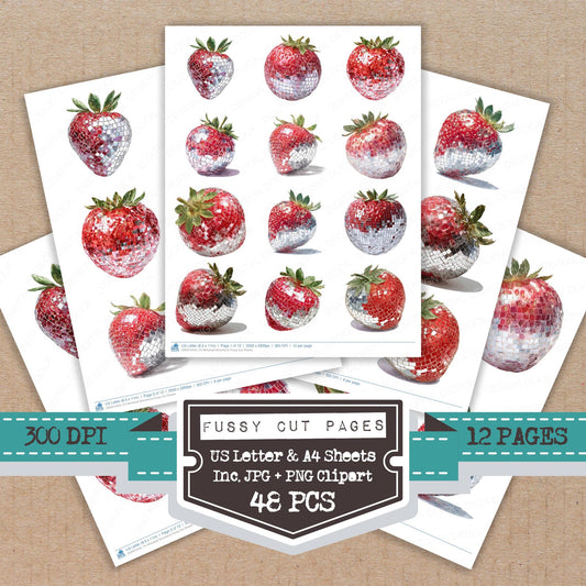 Mirrorball Strawberry Fussy Cut Sheets (DDD010455)