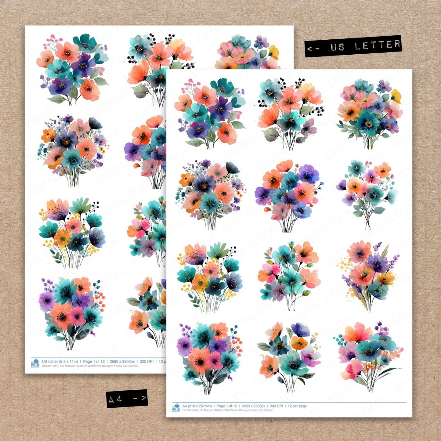 DDD010456_FC Modern Abstract Wildflower Bouquet Fussy Cut Sheets