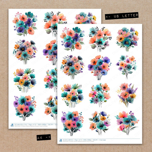 DDD010456_FC Modern Abstract Wildflower Bouquet Fussy Cut Sheets