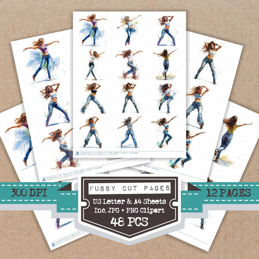 DDD010457_FC Modern Dancing Woman Set A Fussy Cut Sheets