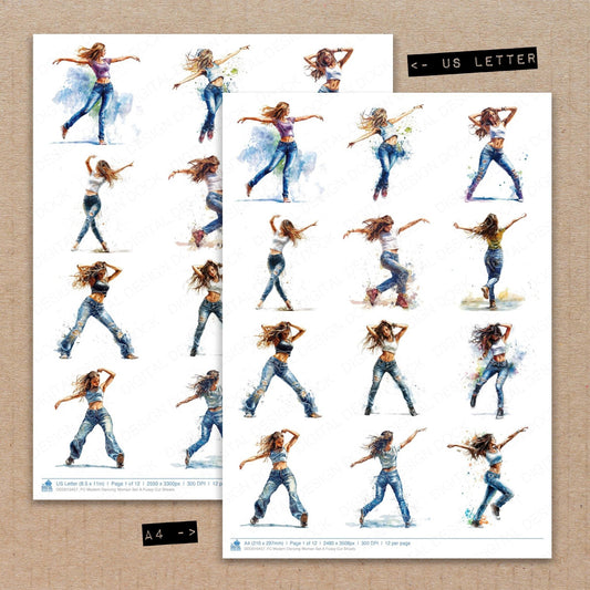 DDD010457_FC Modern Dancing Woman Set A Fussy Cut Sheets