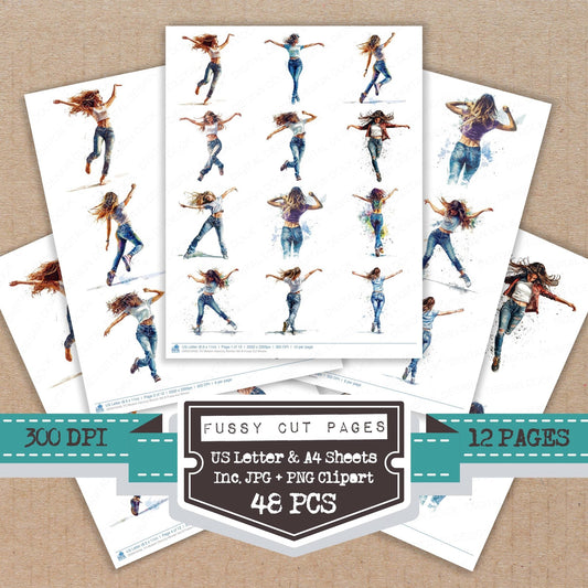 DDD010458_FC Modern Dancing Woman Set B Fussy Cut Sheets